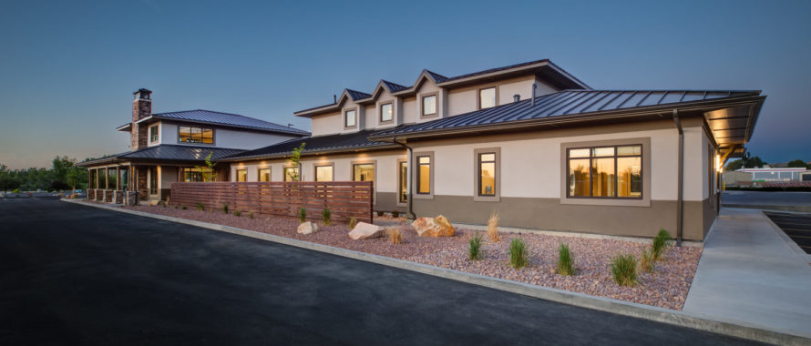 beautiful exterior of a new modern luxury dental office that was designed by Dr. Tholen